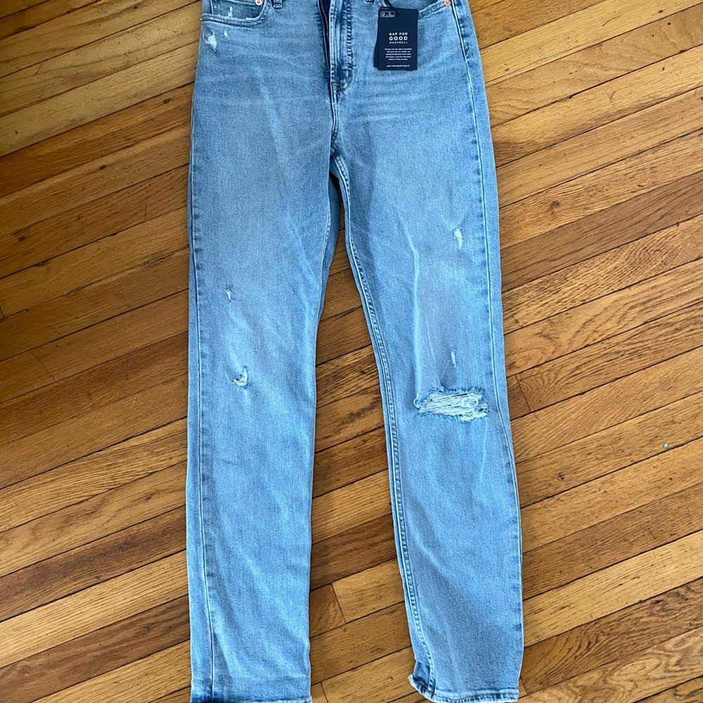 Gap high rise cigarette ripped jeans